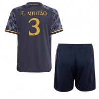 Camisa de Futebol Real Madrid Eder Militao #3 Equipamento Secundário Infantil 2023-24 Manga Curta (+ Calças curtas)
